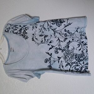 Style & Co. Blue Cotton Top Embellished Women's Size Large